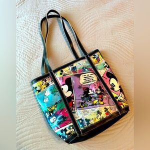 DISNEY Vinyl Retro Mickey Minnie Comic Tote Bag Purse Shoulder Bag Handbag